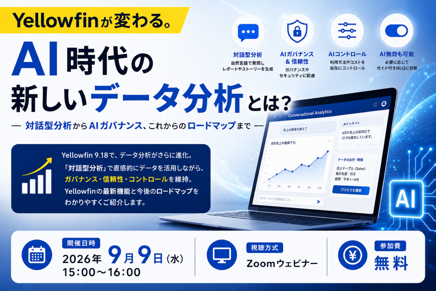 Yellowfinが変わる。AI時代の新しいデータ分析とは？ – 対話型分析からAIガバナンス、これからのロードマップまで –